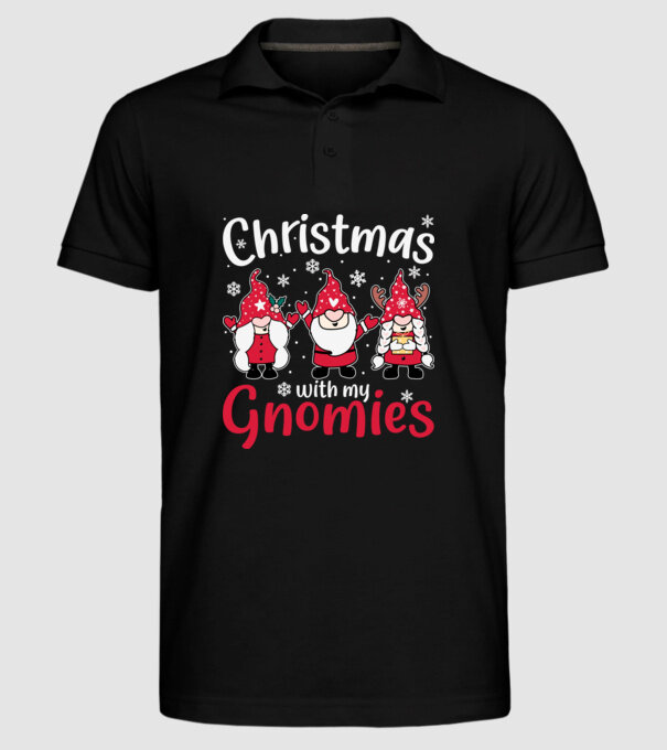 Christmas with my gnomies model negru pe tricou