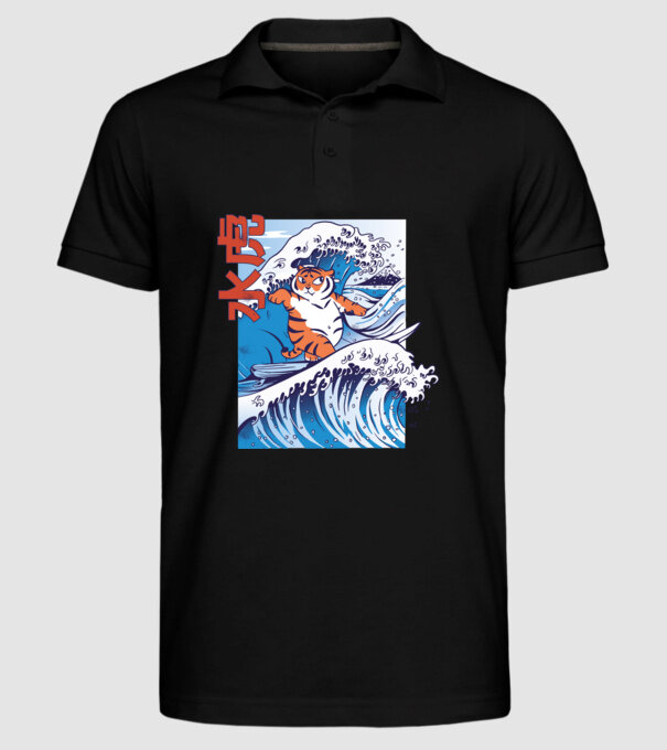 Chubby Surfer Tiger model negru pe tricou