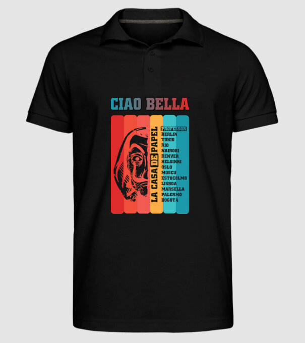 ciao bella retro model negru pe tricou