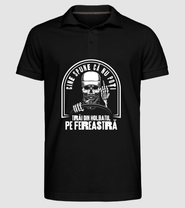 Cine spune că nu poți trăi din holbatul pe fereastră? model negru pe tricou