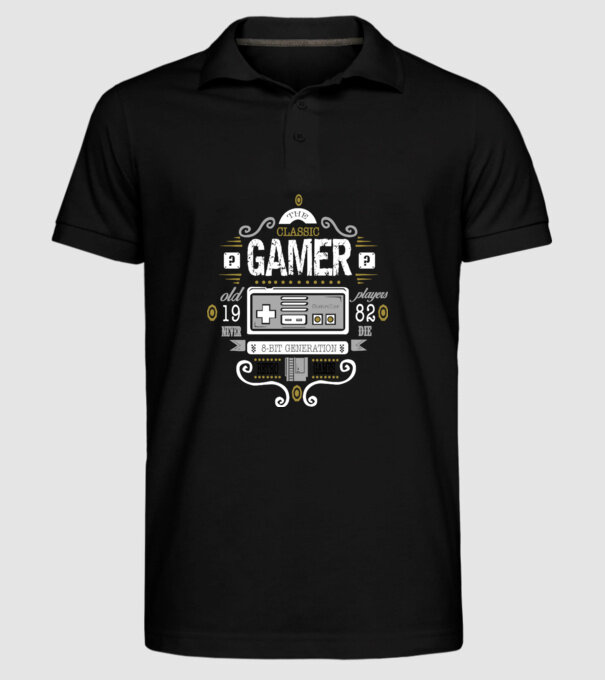 Classic Gamer model negru pe tricou