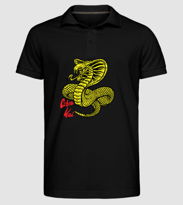 cobra kai logo color model negru pe tricou