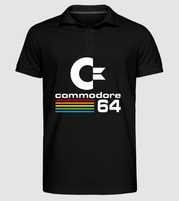 Commodore 64 logo on black model negru pe tricou