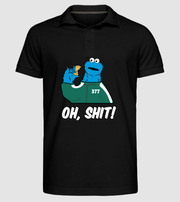 cookie monster squid game parody model negru pe tricou