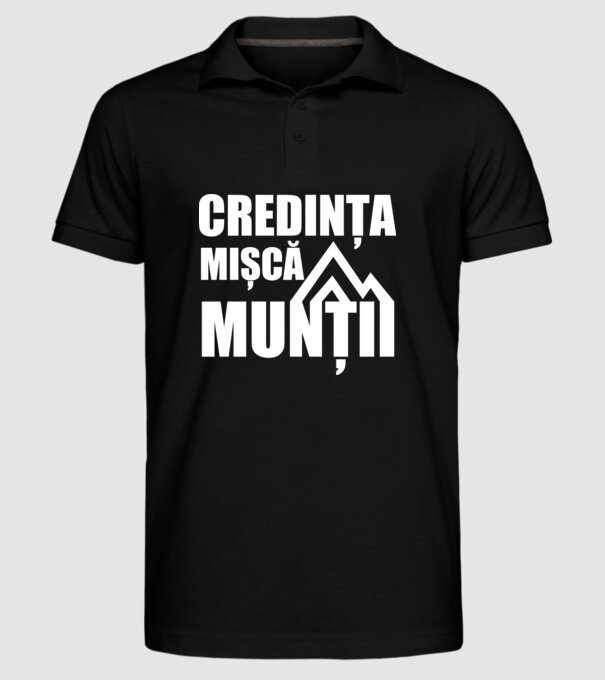 Credința mișcă munții model negru pe tricou