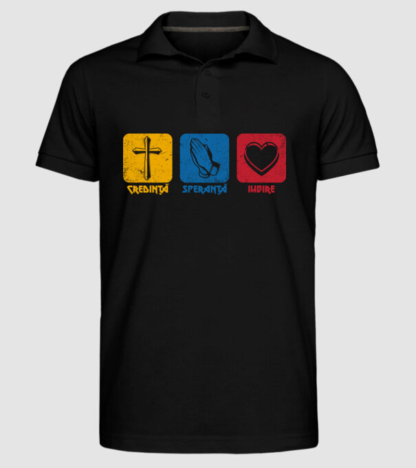 credință speranță iubire model negru pe tricou