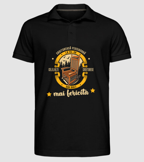 CROITOREASĂ pensionară - la fel ca celelalte croitorese, dar mult mai fericită model negru pe tricou