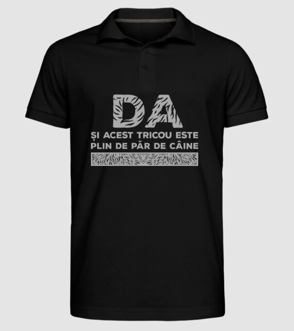 da, și acest tricou este plin de păr de câine model negru pe tricou