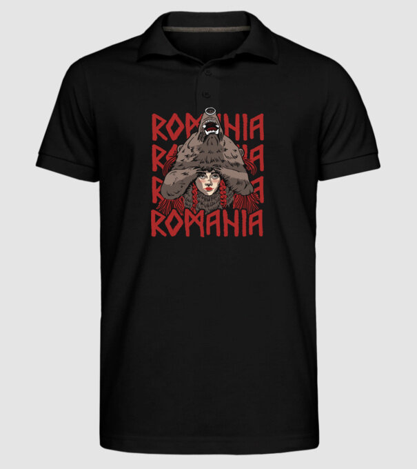 Dansul Ursului romania model negru pe tricou
