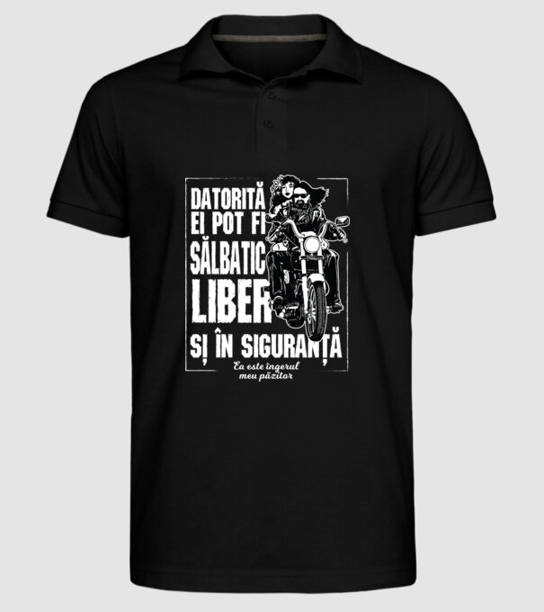 datorită ei pot fi sălbatic, liber și în siguranță - ea este îngerul meu păzitor model negru pe tricou
