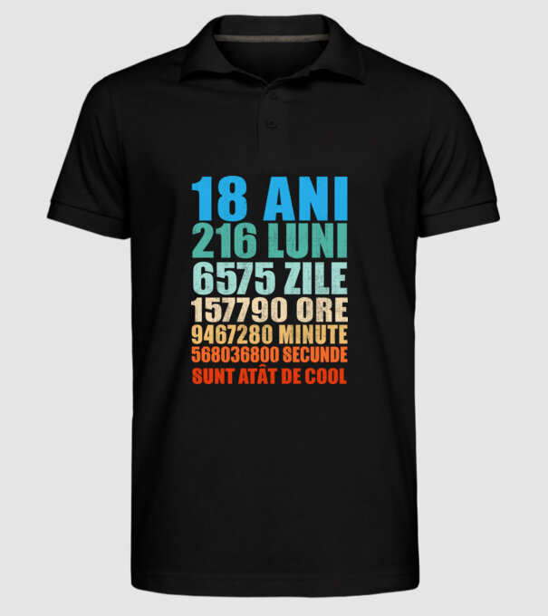 De 18 ani - luni - zile - ore - minute - secunde - sunt atât de cool model negru pe tricou