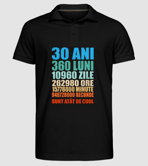 De 30 ani - luni - zile - ore - minute - secunde - sunt atât de cool model negru pe tricou