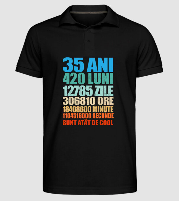 De 35 ani - luni - zile - ore - minute - secunde - sunt atât de cool model negru pe tricou