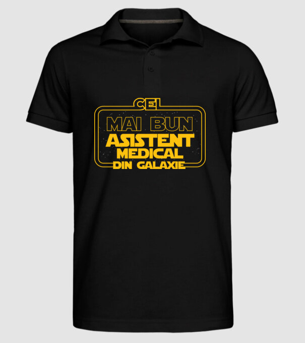 Cel mai bun asistent medical din galaxie model negru pe tricou