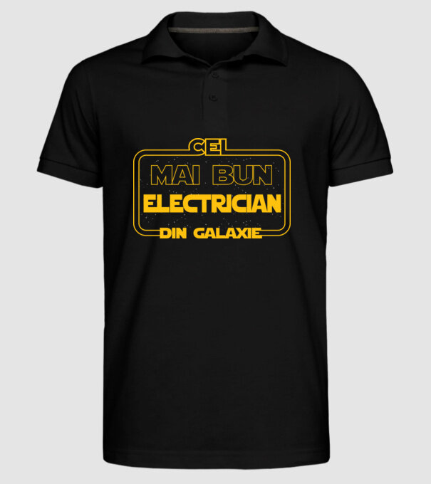 Cel mai bun electrician din galaxie model negru pe tricou