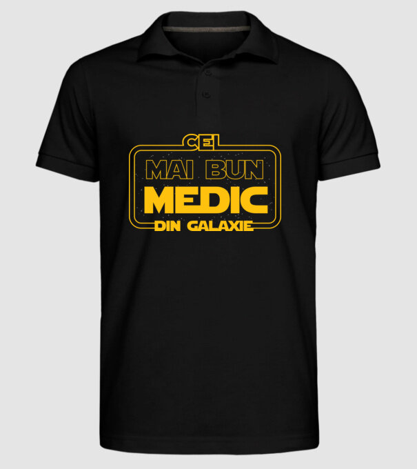 Cel mai bun medic din galaxie model negru pe tricou