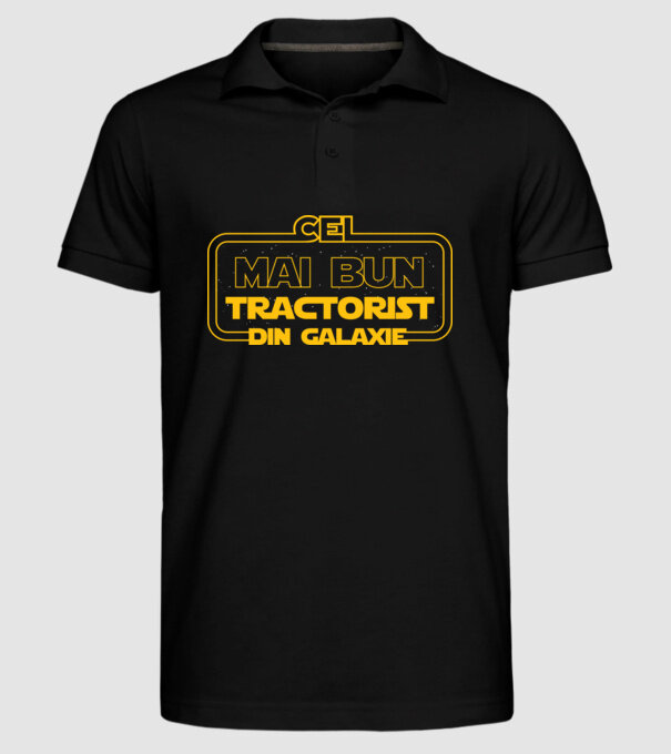Cel mai bun tractorist din galaxie model negru pe tricou