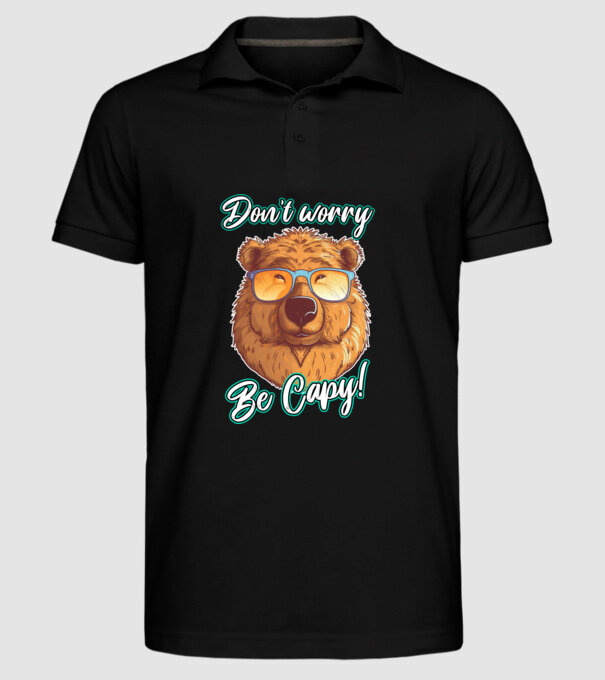 Don't worry be Capy model negru pe tricou