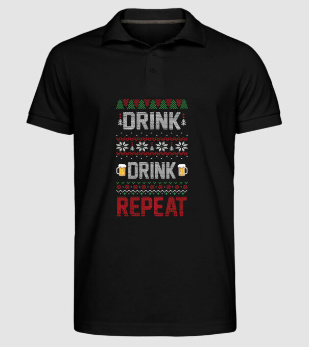 Drink drink repeat model negru pe tricou