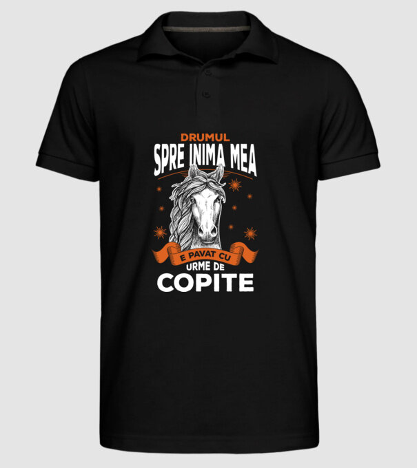 drumul spre inima mea e pavat cu urme de copite model negru pe tricou