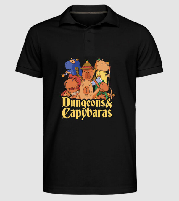 Dungeons and Capybaras model negru pe tricou