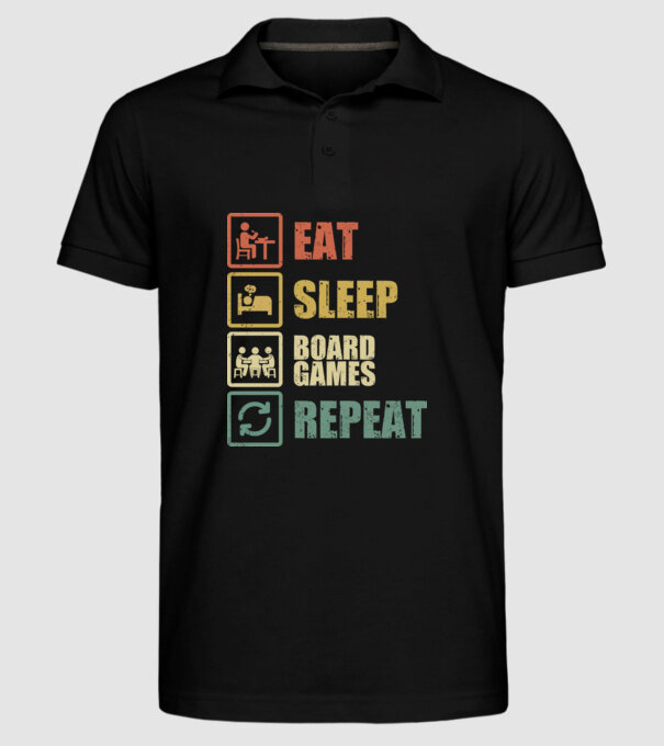 eat sleep Board Games repeat model negru pe tricou