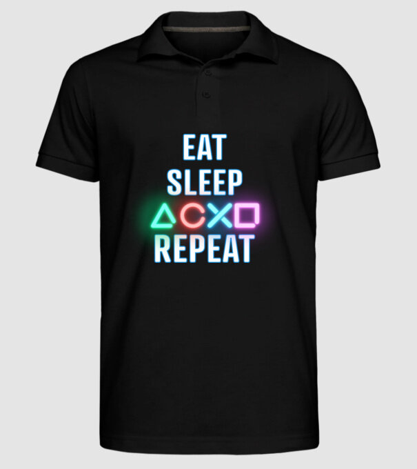 Eat sleep PS model negru pe tricou