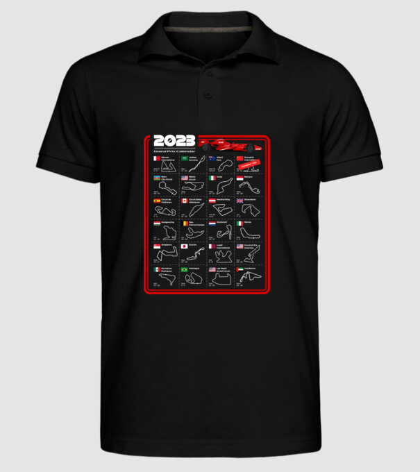 F1 2023 Formula Grand prix calendar model negru pe tricou