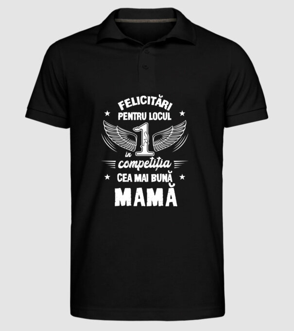 Felicitări pentru locul 1 în competiția Cel mai bun tată! model negru pe tricou