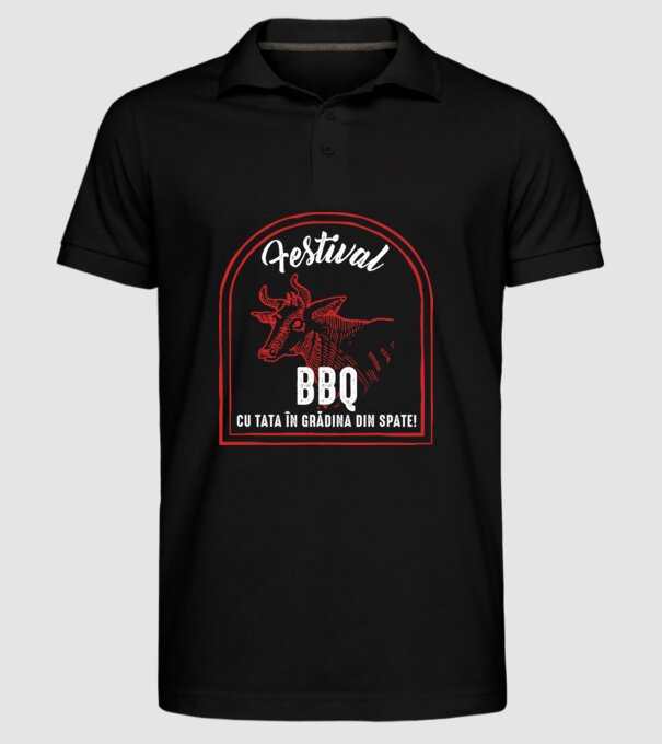 Festival BBQ - cu tata în grădina din spate! model negru pe tricou