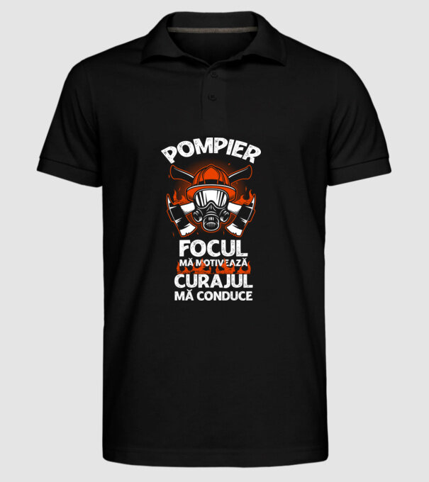 Focul mă motivează, curajul mă conduce Pompier model negru pe tricou