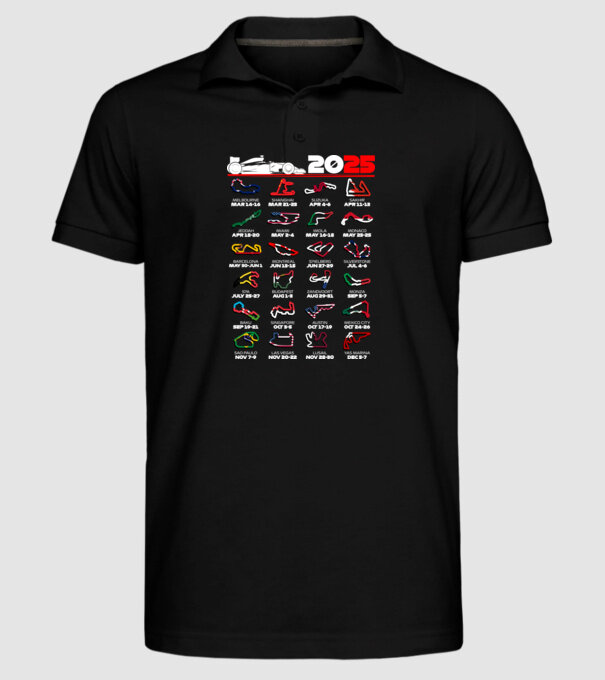F1 calendar 2025 Negru model negru pe tricou