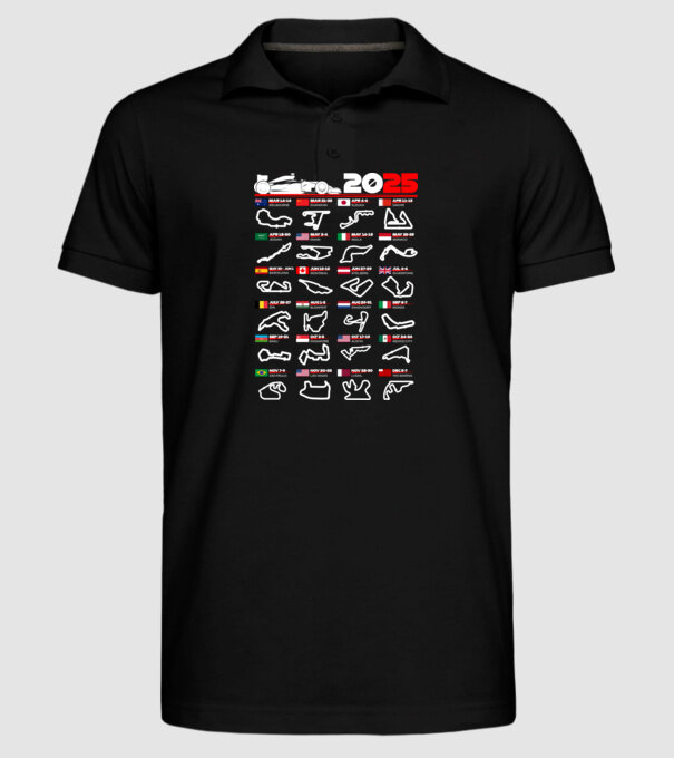 F1 calendar 2025 negru model negru pe tricou