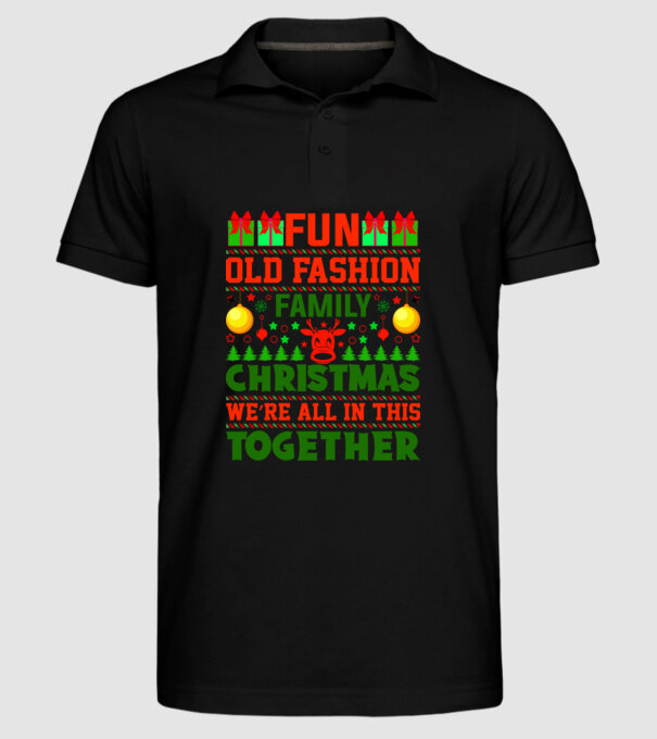 fun old fashion family christmas model negru pe tricou