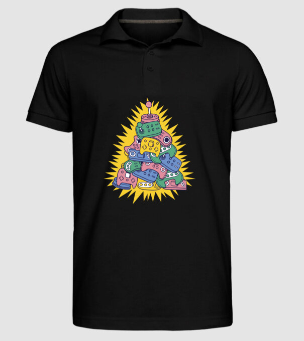Gamer controller christmas tree model negru pe tricou