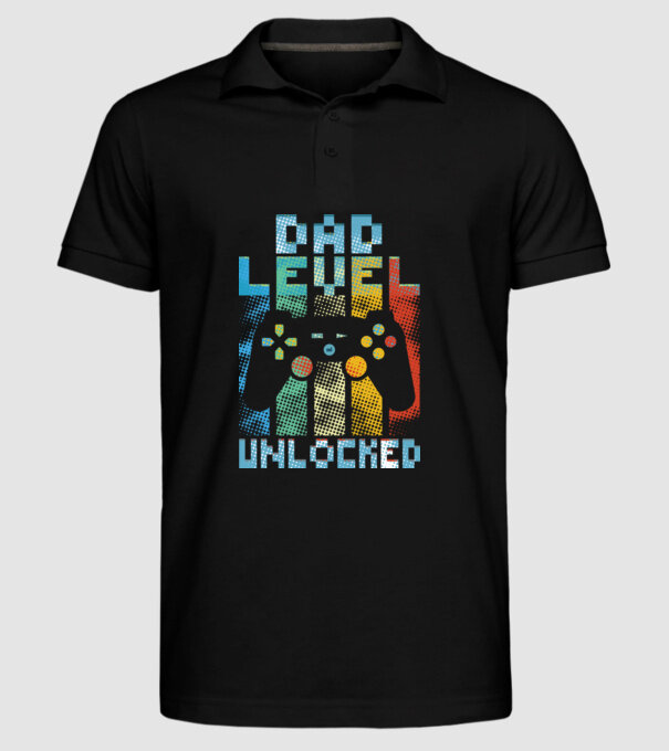 Gamer Dad level unlocked model negru pe tricou