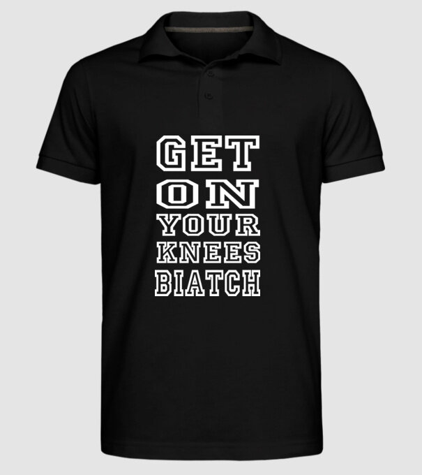 GET ON KNEES model negru pe tricou
