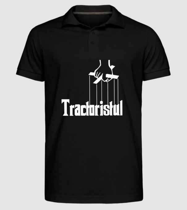 Tractoristul model negru pe tricou