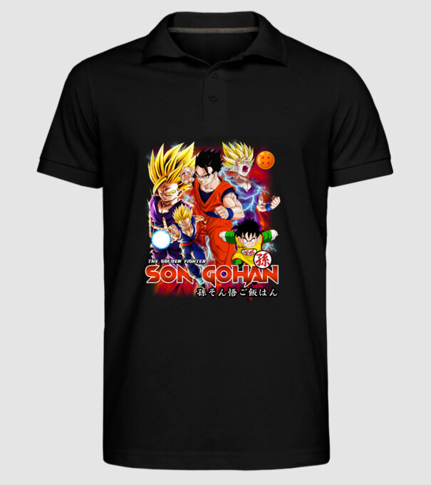 gohan dragonball model negru pe tricou