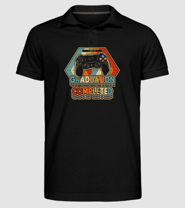 Graduatuion completed retro model negru pe tricou