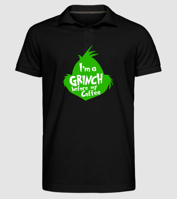 Grinch before coffee model negru pe tricou
