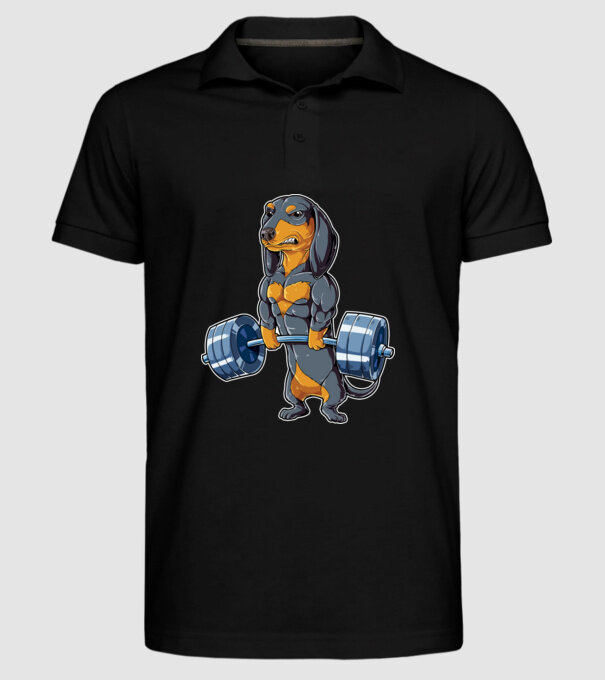 Gym teckel model negru pe tricou