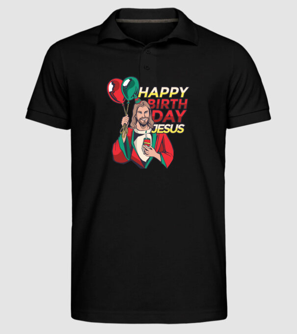 Happy Birtday Jesus! model negru pe tricou