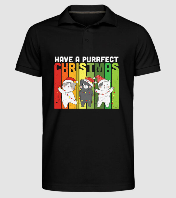 Have a purrfect christmas model negru pe tricou