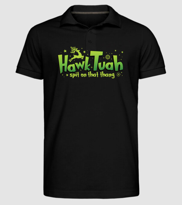 Hawk tuah xmas model negru pe tricou
