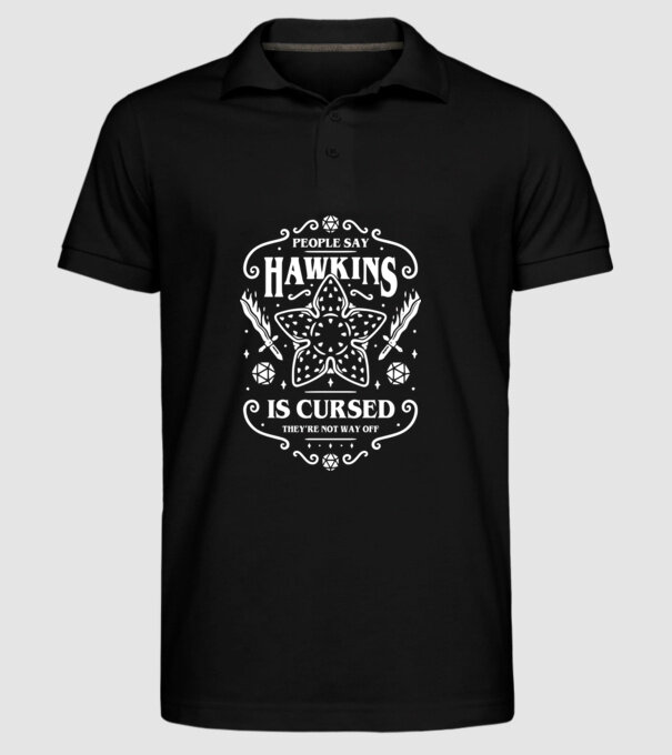 hawkins is cursed black model negru pe tricou