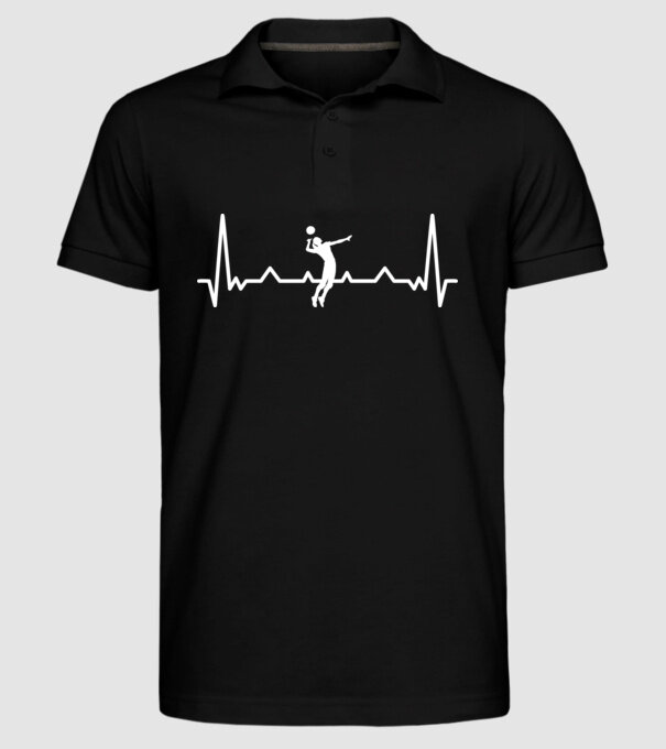 Heartbeat with volleyball model negru pe tricou