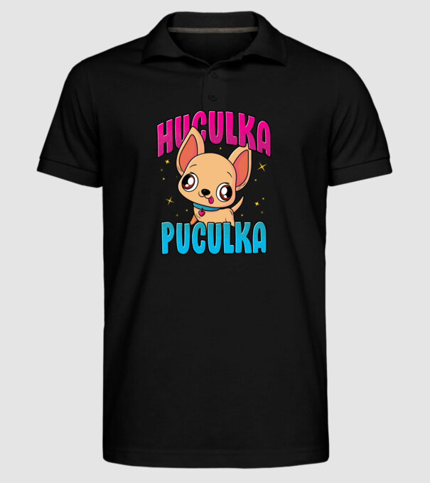 Huculka Puculka chivava model negru pe tricou