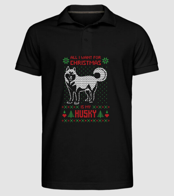 Husky model negru pe tricou