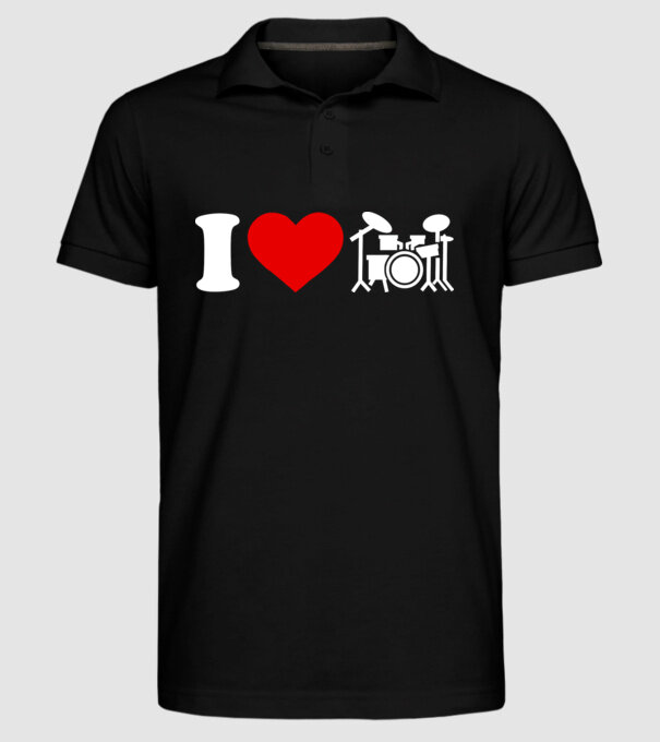 I love drum model negru pe tricou